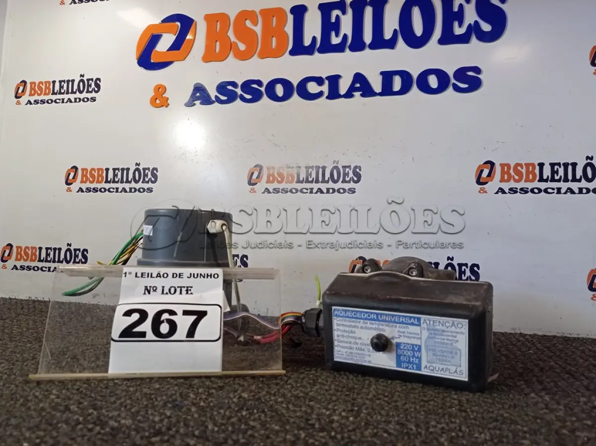 LOTE 267 - 02 AQUECEDORES PARA BANHEIRA. (NO ESTADO) ATENÇÃO! FAZER A VISITAÇÃO ANTES DE ARREMATAR, NÃO SABEMOS SE FUNCIONA. LEILÃO NÃO TEM GARANTIA E NEM DEVOLUÇÃO, SUJEITO A POSSÍVEIS AVARIAS VISÍVEIS/OCULTAS E/OU AUSÊNCIA DE COMPONENTES.