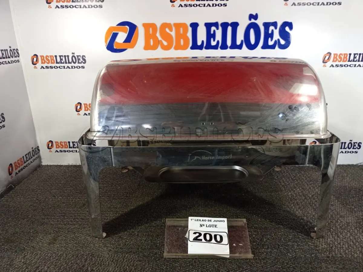 LOTE 200 - 01 RECHAUD EM INOX COM AVARIAS. (NO ESTADO) ATENÇÃO! FAZER A VISITAÇÃO ANTES DE ARREMATAR, NÃO SABEMOS SE FUNCIONA. LEILÃO NÃO TEM GARANTIA E NEM DEVOLUÇÃO, SUJEITO A POSSÍVEIS AVARIAS VISÍVEIS/OCULTAS E/OU AUSÊNCIA DE COMPONENTES.