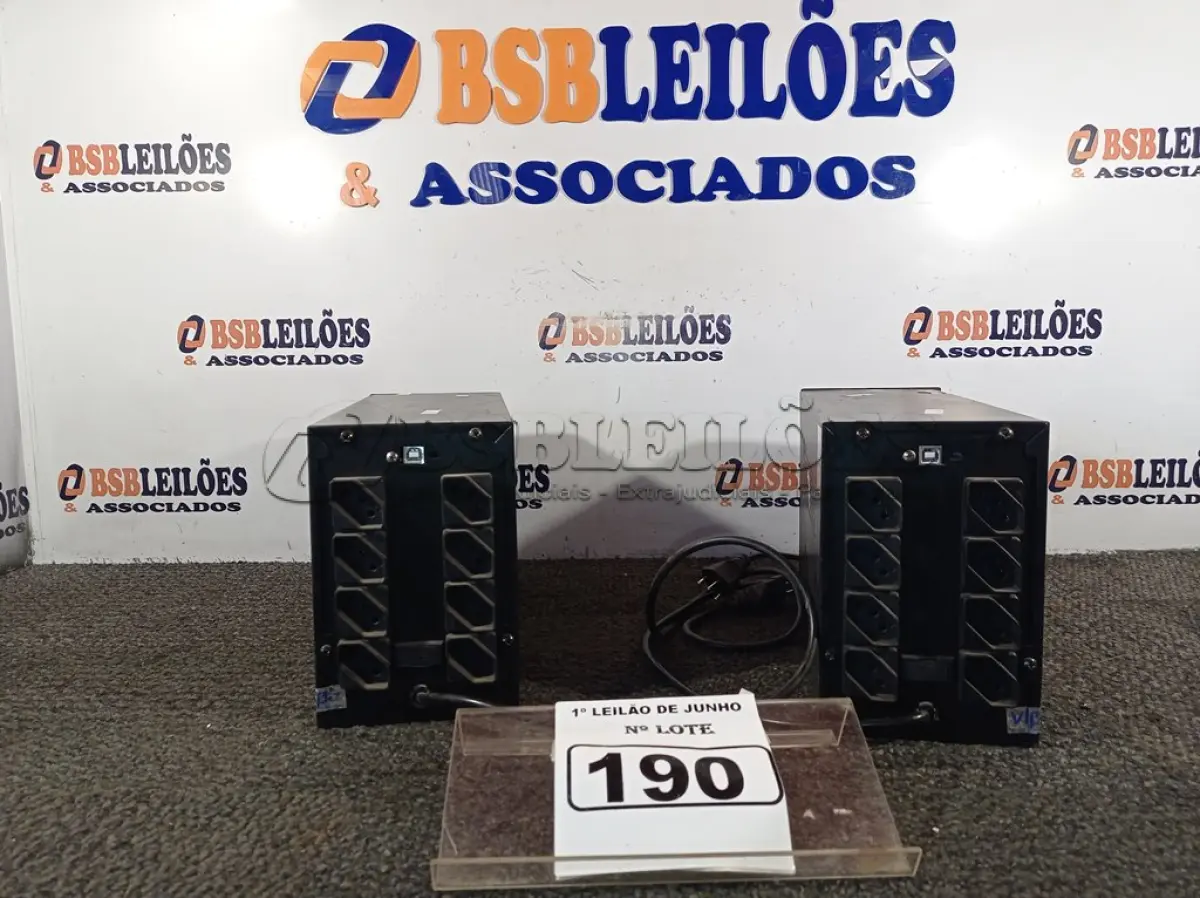 LOTE 190 - 02 NOBREAKS VSI DE 1400VA. (NO ESTADO) ATENÇÃO! FAZER A VISITAÇÃO ANTES DE ARREMATAR, NÃO SABEMOS SE FUNCIONA. LEILÃO NÃO TEM GARANTIA E NEM DEVOLUÇÃO, SUJEITO A POSSÍVEIS AVARIAS VISÍVEIS/OCULTAS E/OU AUSÊNCIA DE COMPONENTES.