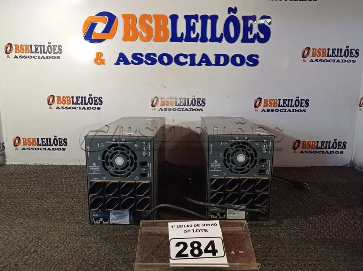 LOTE 284 - 02 NOBREAKS DE 1900VA MARCA INFINIUM. (NO ESTADO) ATENÇÃO! FAZER A VISITAÇÃO ANTES DE ARREMATAR, NÃO SABEMOS SE FUNCIONA. LEILÃO NÃO TEM GARANTIA E NEM DEVOLUÇÃO, SUJEITO A POSSÍVEIS AVARIAS VISÍVEIS/OCULTAS E/OU AUSÊNCIA DE COMPONENTES.