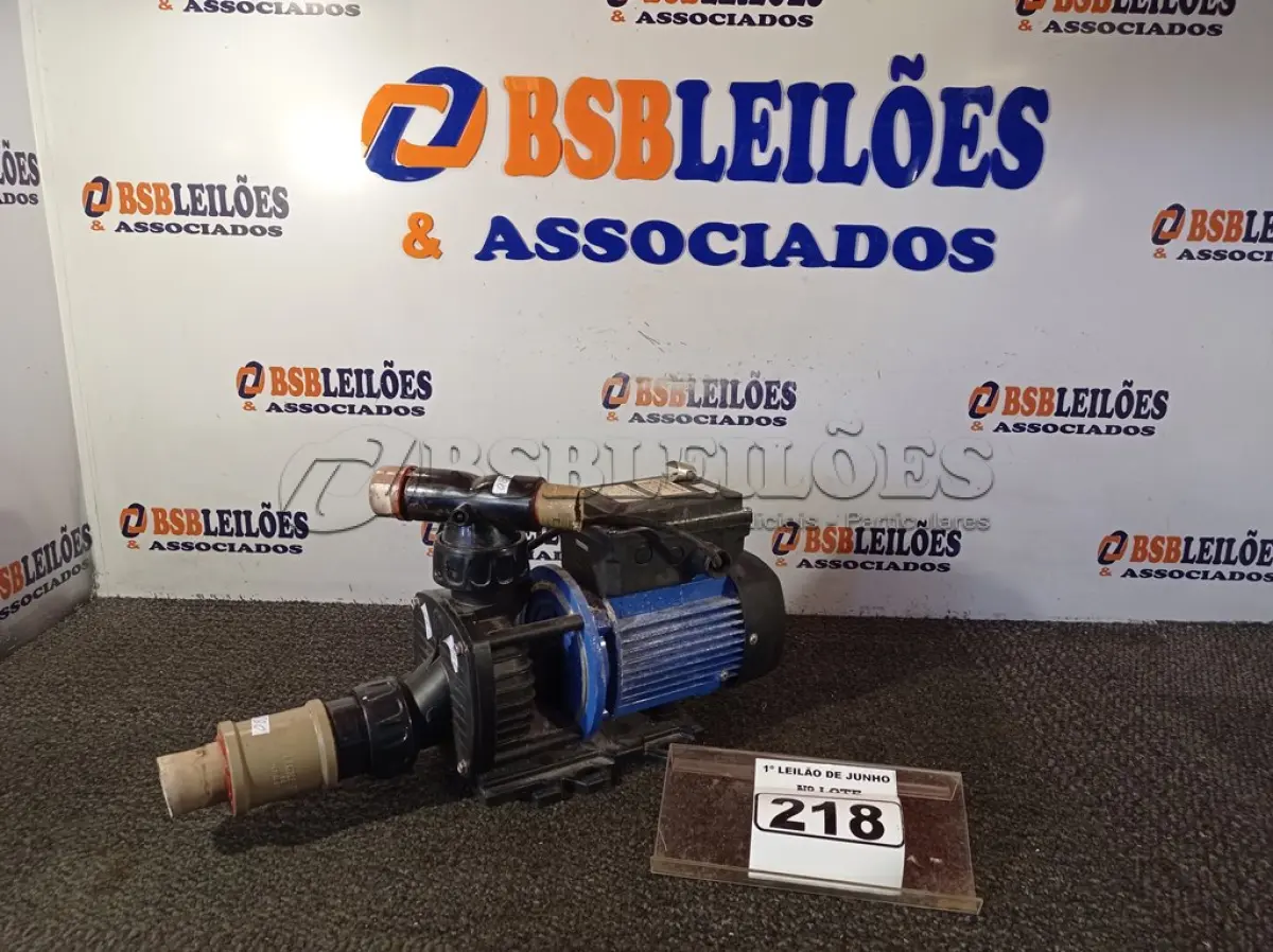 LOTE 218 - 01 MOTOBOMBA MODELO: HIDRO BAP-75. (NO ESTADO) ATENÇÃO! FAZER A VISITAÇÃO ANTES DE ARREMATAR, NÃO SABEMOS SE FUNCIONA. LEILÃO NÃO TEM GARANTIA E NEM DEVOLUÇÃO, SUJEITO A POSSÍVEIS AVARIAS VISÍVEIS/OCULTAS E/OU AUSÊNCIA DE COMPONENTES.