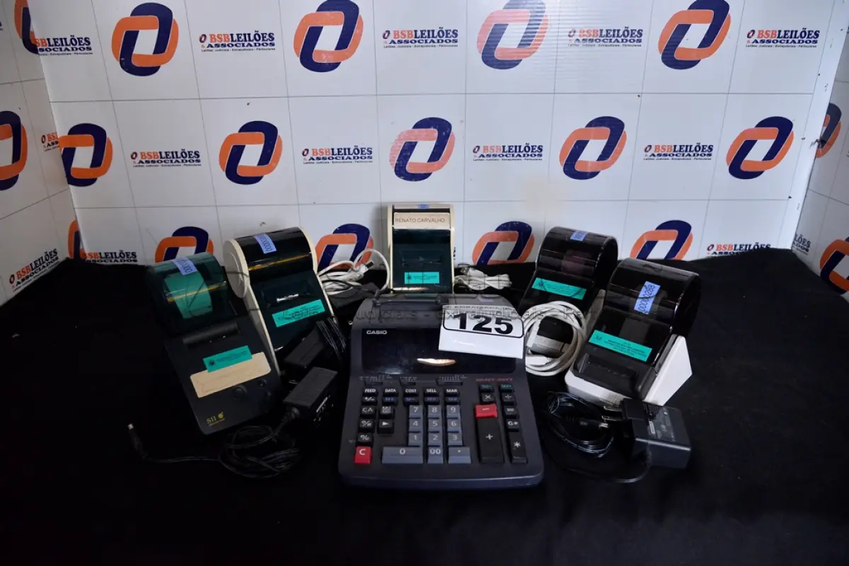 LOTE 125 - 05 IMPRESSORAS DE ETIQUETAS TERMAL MODELO: SLP620 E 01 CALCULADORA MODELO: DR-210TM CASIO, 04 FONTES E ALGUNS CABOS. (5 LABELING MACHINES) (NO ESTADO)00000288