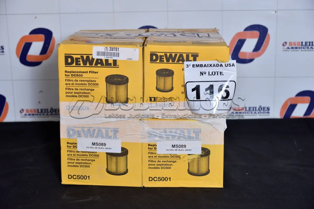 LOTE 116 - 08 UNIDADES DE FILTROS PARA ASPIRADOR DE PÓ MODELO: DC5001 MARCA DEWALT. (FIKLTER-GENERATOR) (NO ESTADO)0000026