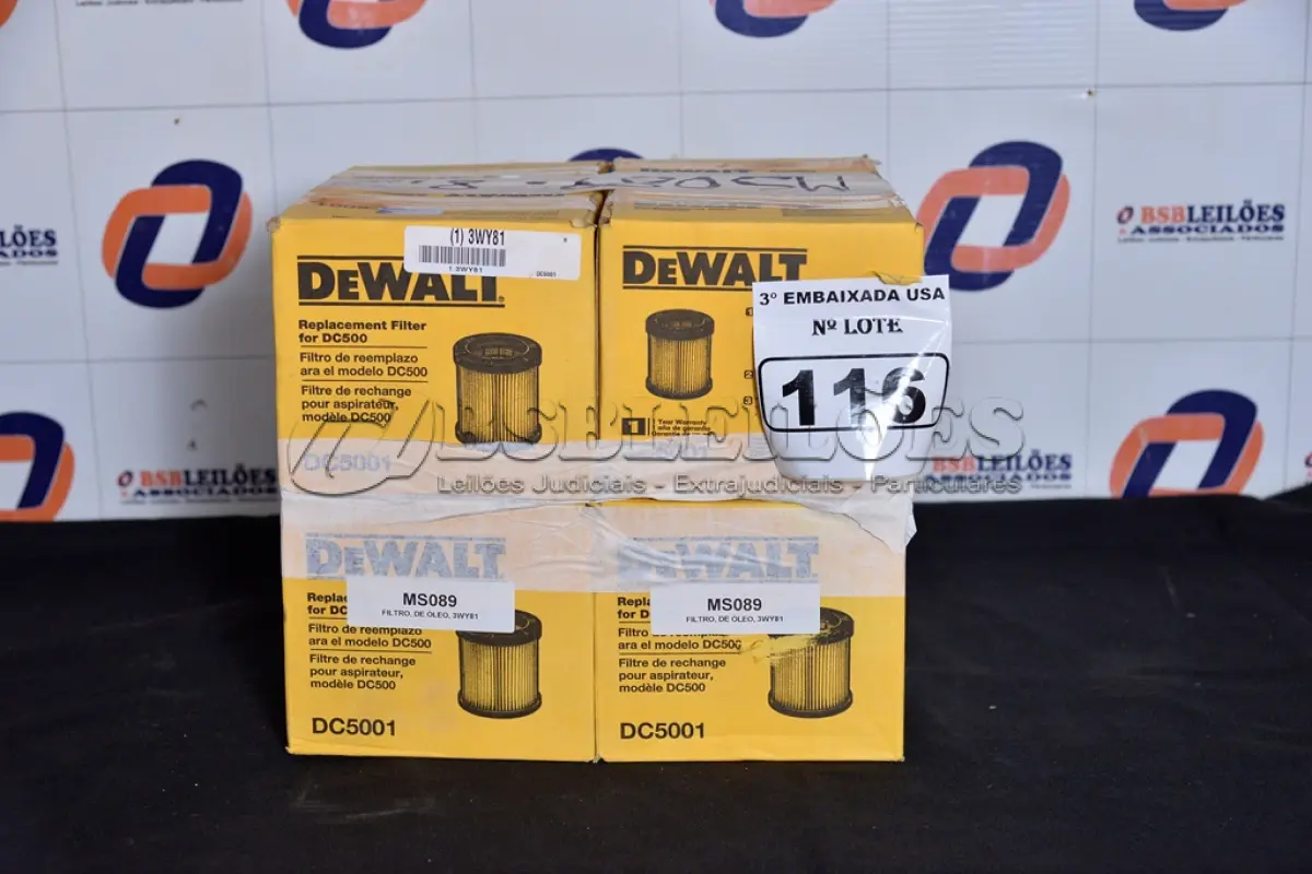 LOTE 116 - 08 UNIDADES DE FILTROS PARA ASPIRADOR DE PÓ MODELO: DC5001 MARCA DEWALT. (FIKLTER-GENERATOR) (NO ESTADO)0000026