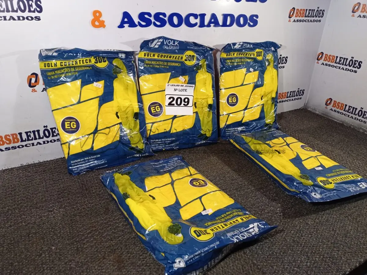 LOTE 209 - 01 LOTE COM 05 MACACÕES VOLH COVERTECH 300 TAMANHO EG NA COR AMARELA. (NOVO) (NO ESTADO) ATENÇÃO! FAZER A VISITAÇÃO ANTES DE ARREMATAR, NÃO SABEMOS SE FUNCIONA. LEILÃO NÃO TEM GARANTIA E NEM DEVOLUÇÃO, SUJEITO A POSSÍVEIS AVARIAS VISÍVEIS/OCULTAS E/OU AUSÊNCIA DE COMPONENTES.
