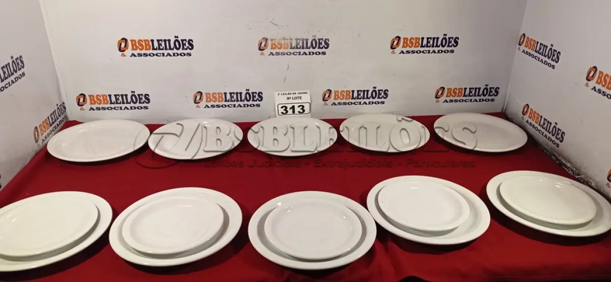 LOTE 313 - 10 PRATOS RASOS E 05 PRATOS DE SOBREMESA. (NO ESTADO) ATENÇÃO! FAZER A VISITAÇÃO ANTES DE ARREMATAR, NÃO SABEMOS SE FUNCIONA. LEILÃO NÃO TEM GARANTIA E NEM DEVOLUÇÃO, SUJEITO A POSSÍVEIS AVARIAS VISÍVEIS/OCULTAS E/OU AUSÊNCIA DE COMPONENTES.