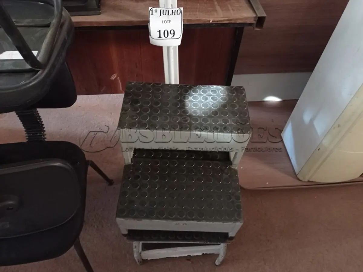 LOTE 109 - 01 BALANÇA MARCA WELMY COM CAPACIDADE MÁXIMA DE 200KG E 02 ESCADAS COM 02 DEGRAUS CADA. (NO ESTADO) ATENÇÃO! FAZER A VISITAÇÃO ANTES DE ARREMATAR, NÃO SABEMOS SE FUNCIONA. LEILÃO NÃO TEM GARANTIA E NEM DEVOLUÇÃO, SUJEITO A POSSÍVEIS AVARIAS VISÍVEIS/OCULTAS E/OU AUSÊNCIA DE COMPONENTES.