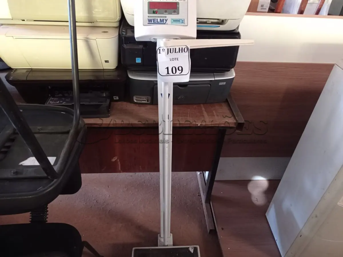 LOTE 109 - 01 BALANÇA MARCA WELMY COM CAPACIDADE MÁXIMA DE 200KG E 02 ESCADAS COM 02 DEGRAUS CADA. (NO ESTADO) ATENÇÃO! FAZER A VISITAÇÃO ANTES DE ARREMATAR, NÃO SABEMOS SE FUNCIONA. LEILÃO NÃO TEM GARANTIA E NEM DEVOLUÇÃO, SUJEITO A POSSÍVEIS AVARIAS VISÍVEIS/OCULTAS E/OU AUSÊNCIA DE COMPONENTES.