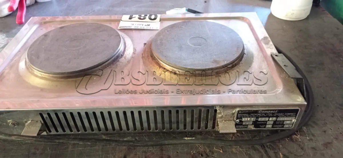 LOTE 081 - 01 FOGÃO DE INDUÇÃO 02 BOCAS MARCA COMPACT 220V. (NO ESTADO) ATENÇÃO! FAZER A VISITAÇÃO ANTES DE ARREMATAR, NÃO SABEMOS SE FUNCIONA. LEILÃO NÃO TEM GARANTIA E NEM DEVOLUÇÃO, SUJEITO A POSSÍVEIS AVARIAS VISÍVEIS/OCULTAS E/OU AUSÊNCIA DE COMPONENTES.