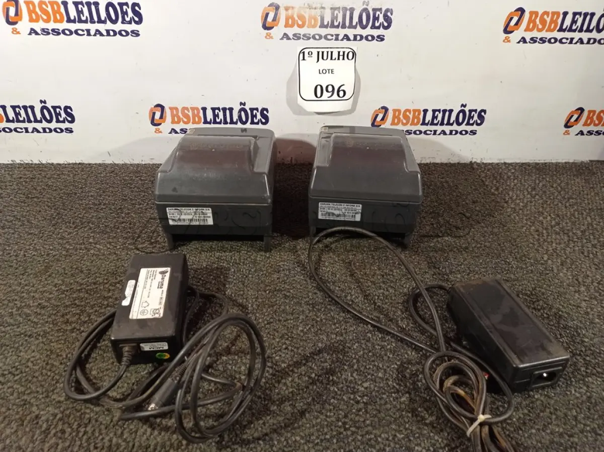 LOTE 096 - 02 IMPRESSORAS TÉRMICAS, DR-800/005 COM FONTE SEM O CABO. (NO ESTADO) ATENÇÃO! FAZER A VISITAÇÃO ANTES DE ARREMATAR, NÃO SABEMOS SE FUNCIONA. LEILÃO NÃO TEM GARANTIA E NEM DEVOLUÇÃO, SUJEITO A POSSÍVEIS AVARIAS VISÍVEIS/OCULTAS E/OU AUSÊNCIA DE COMPONENTES.