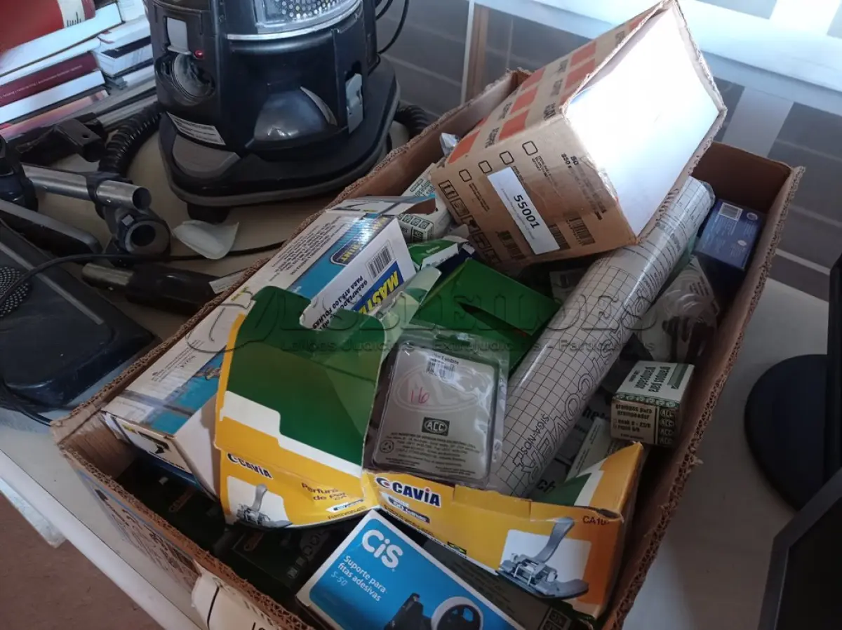 LOTE 049 - 01 LOTE COM DIVERSOS MATERIAIS PARA ESCRITÓRIO. (NO ESTADO) ATENÇÃO! FAZER A VISITAÇÃO ANTES DE ARREMATAR, NÃO SABEMOS SE FUNCIONA. LEILÃO NÃO TEM GARANTIA E NEM DEVOLUÇÃO, SUJEITO A POSSÍVEIS AVARIAS VISÍVEIS/OCULTAS E/OU AUSÊNCIA DE COMPONENTES.