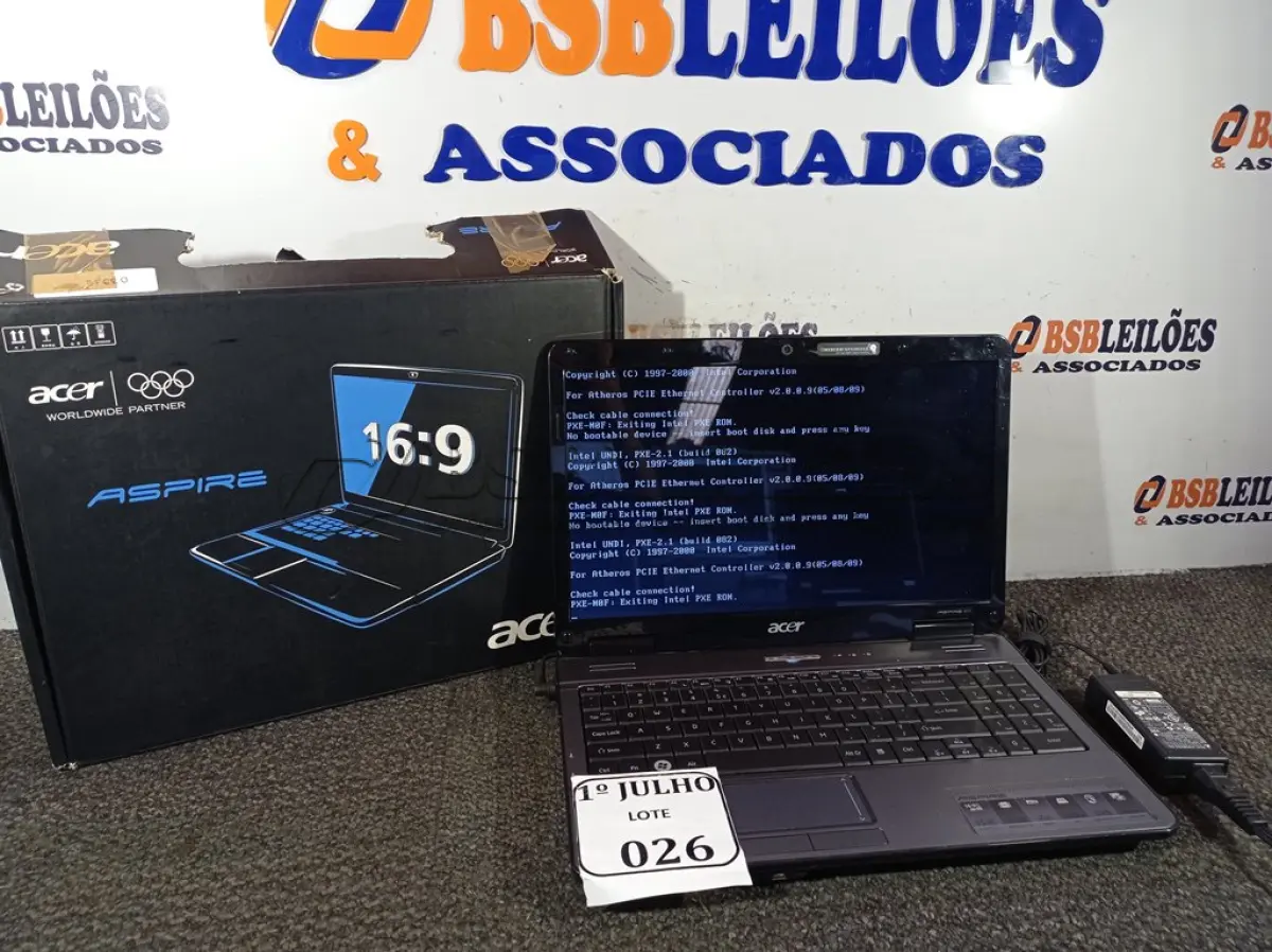 LOTE 026 - 01 NOTEBOOK MODELO: ASPIRE 5517 ACER COM FONTE 19V. (NO ESTADO) ATENÇÃO! FAZER A VISITAÇÃO ANTES DE ARREMATAR, NÃO SABEMOS SE FUNCIONA. LEILÃO NÃO TEM GARANTIA E NEM DEVOLUÇÃO, SUJEITO A POSSÍVEIS AVARIAS VISÍVEIS/OCULTAS E/OU AUSÊNCIA DE COMPONENTES.
