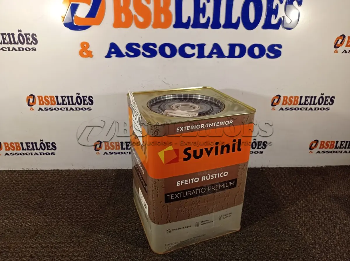 LOTE 090 - 01 LATA DE TINTA TEXTURATTO PREMIUM EFEITO RÚSTICO EXTERIOR/INTERIOR SUVINIL 25KG. (NO ESTADO) ATENÇÃO! FAZER A VISITAÇÃO ANTES DE ARREMATAR, NÃO SABEMOS SE FUNCIONA. LEILÃO NÃO TEM GARANTIA E NEM DEVOLUÇÃO, SUJEITO A POSSÍVEIS AVARIAS VISÍVEIS/OCULTAS E/OU AUSÊNCIA DE COMPONENTES.