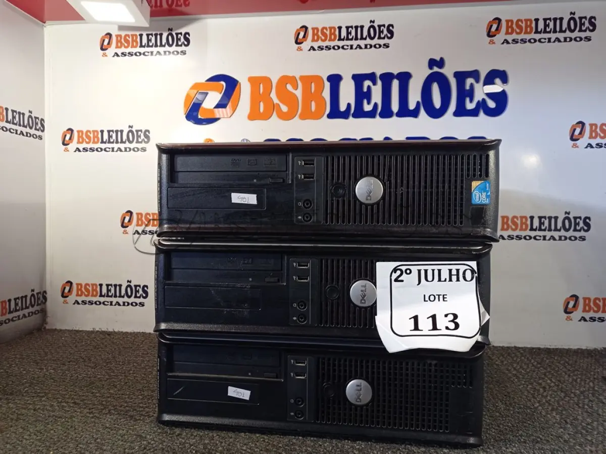 LOTE 113 - 03 CPUS MARCA DELL DDR3 SEM HD E SEM MEMÓRIA. (NO ESTADO) ATENÇÃO! FAZER A VISITAÇÃO ANTES DE ARREMATAR, NÃO SABEMOS SE FUNCIONA. LEILÃO NÃO TEM GARANTIA E NEM DEVOLUÇÃO, SUJEITO A POSSÍVEIS AVARIAS VISÍVEIS/OCULTAS E/OU AUSÊNCIA DE COMPONENTES.
