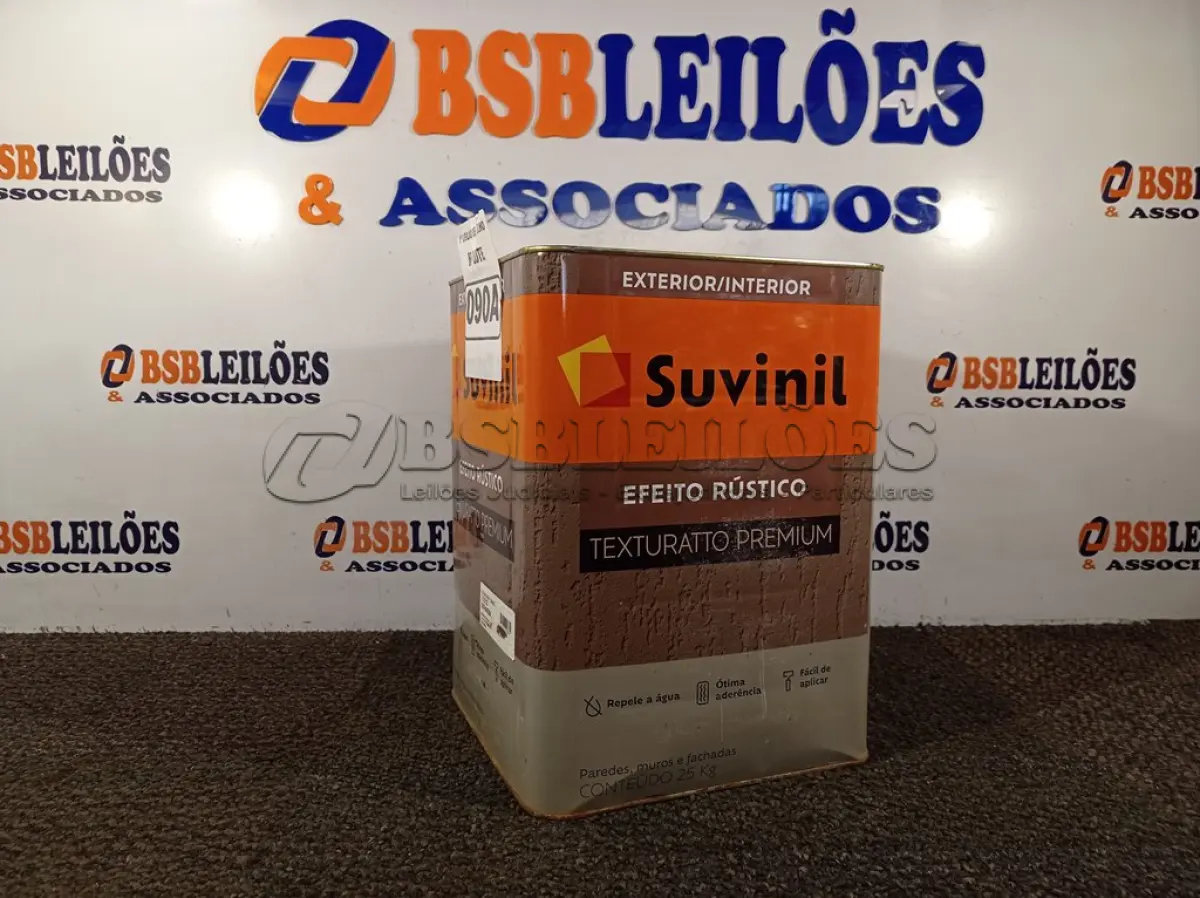 LOTE 090 - 01 LATA DE TINTA TEXTURATTO PREMIUM EFEITO RÚSTICO EXTERIOR/INTERIOR SUVINIL 25KG. (NO ESTADO) ATENÇÃO! FAZER A VISITAÇÃO ANTES DE ARREMATAR, NÃO SABEMOS SE FUNCIONA. LEILÃO NÃO TEM GARANTIA E NEM DEVOLUÇÃO, SUJEITO A POSSÍVEIS AVARIAS VISÍVEIS/OCULTAS E/OU AUSÊNCIA DE COMPONENTES.