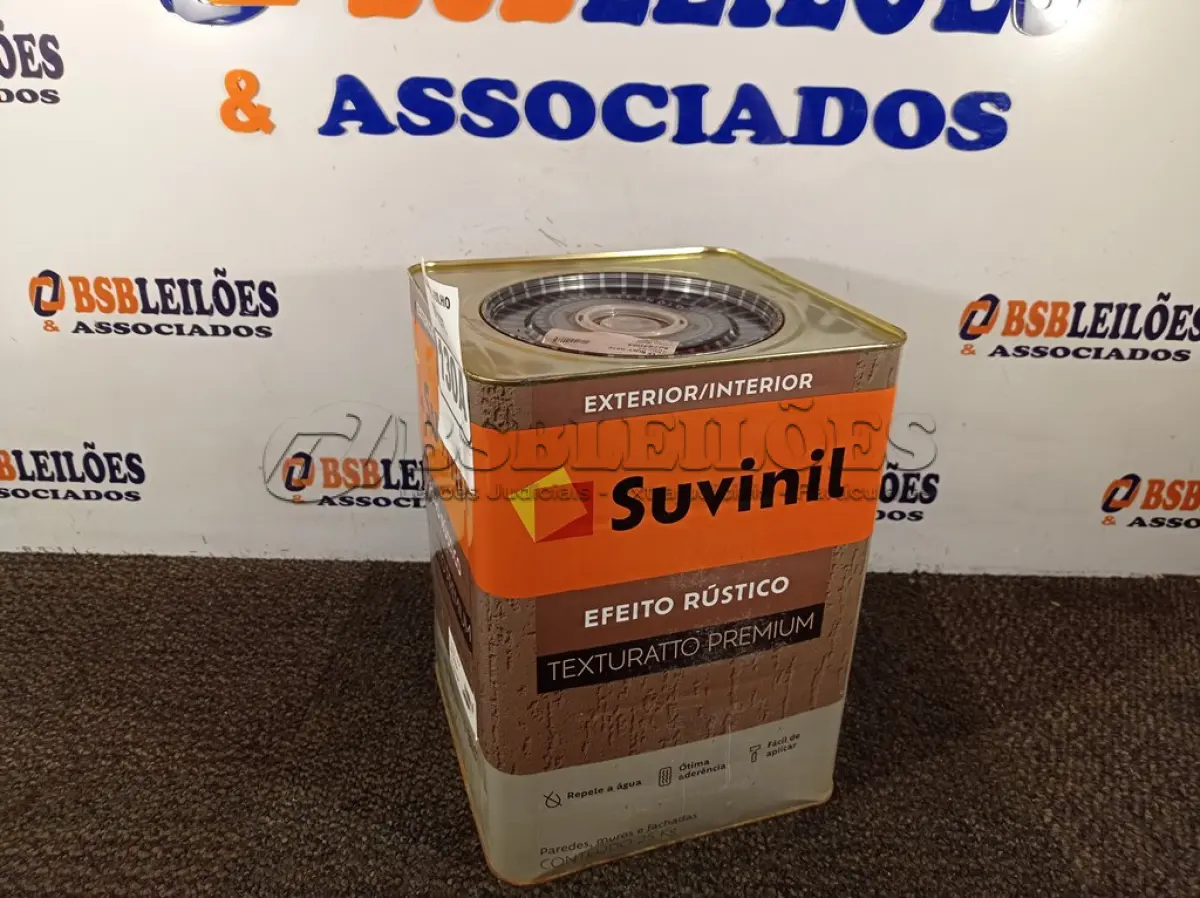 LOTE 130 - 01 LATA DE TINTA TEXTURATTO PREMIUM EFEITO RÚSTICO EXTERIOR/INTERIOR SUVINIL 25KG. (NO ESTADO) ATENÇÃO! FAZER A VISITAÇÃO ANTES DE ARREMATAR, NÃO SABEMOS SE FUNCIONA. LEILÃO NÃO TEM GARANTIA E NEM DEVOLUÇÃO, SUJEITO A POSSÍVEIS AVARIAS VISÍVEIS/OCULTAS E/OU AUSÊNCIA DE COMPONENTES.
