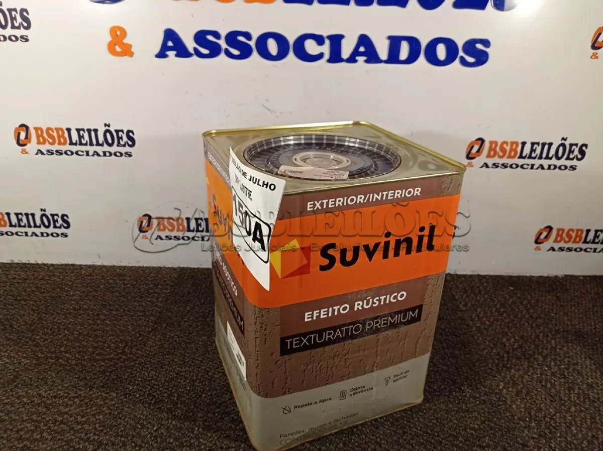 LOTE 150 - 01 LATA DE TINTA TEXTURATTO PREMIUM EFEITO RÚSTICO EXTERIOR/INTERIOR SUVINIL 25KG. (NO ESTADO) ATENÇÃO! FAZER A VISITAÇÃO ANTES DE ARREMATAR, NÃO SABEMOS SE FUNCIONA. LEILÃO NÃO TEM GARANTIA E NEM DEVOLUÇÃO, SUJEITO A POSSÍVEIS AVARIAS VISÍVEIS/OCULTAS E/OU AUSÊNCIA DE COMPONENTES.