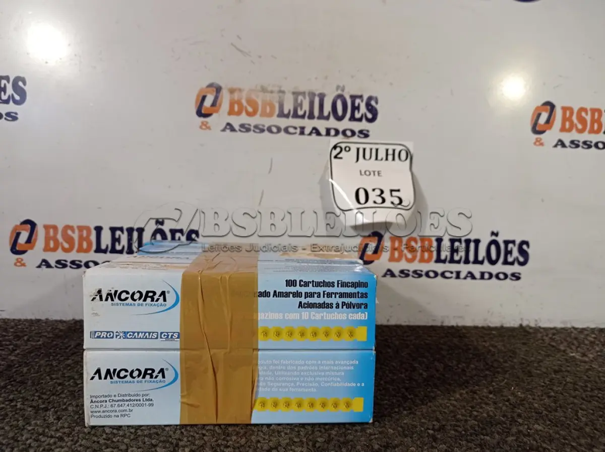 LOTE 035 - 100 CARTUCHOS FINCAPINO MAGAZINADO AMARELO PARA FERRAMENTAS ACIONADAS Á PÓLVORA. (NO ESTADO) ATENÇÃO! FAZER A VISITAÇÃO ANTES DE ARREMATAR, NÃO SABEMOS SE FUNCIONA. LEILÃO NÃO TEM GARANTIA E NEM DEVOLUÇÃO, SUJEITO A POSSÍVEIS AVARIAS VISÍVEIS/OCULTAS E/OU AUSÊNCIA DE COMPONENTES.