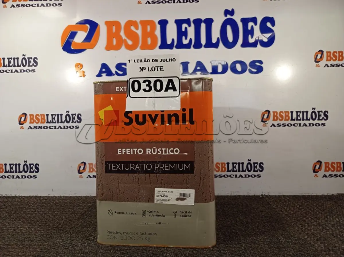 LOTE 030 - 01 LATA DE TINTA TEXTURATTO PREMIUM EFEITO RÚSTICO EXTERIOR/INTERIOR SUVINIL 25KG. (NO ESTADO) ATENÇÃO! FAZER A VISITAÇÃO ANTES DE ARREMATAR, NÃO SABEMOS SE FUNCIONA. LEILÃO NÃO TEM GARANTIA E NEM DEVOLUÇÃO, SUJEITO A POSSÍVEIS AVARIAS VISÍVEIS/OCULTAS E/OU AUSÊNCIA DE COMPONENTES.