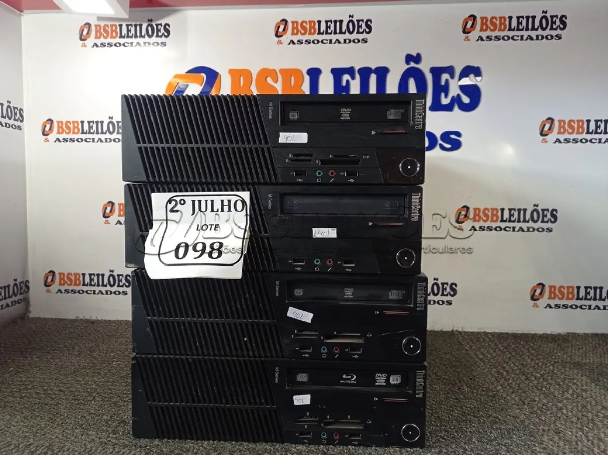 LOTE 098 - 04 CPUS MARCA LENOVO PARA RETIRADA DE PEÇAS. (NO ESTADO) ATENÇÃO! FAZER A VISITAÇÃO ANTES DE ARREMATAR, NÃO SABEMOS SE FUNCIONA. LEILÃO NÃO TEM GARANTIA E NEM DEVOLUÇÃO, SUJEITO A POSSÍVEIS AVARIAS VISÍVEIS/OCULTAS E/OU AUSÊNCIA DE COMPONENTES.