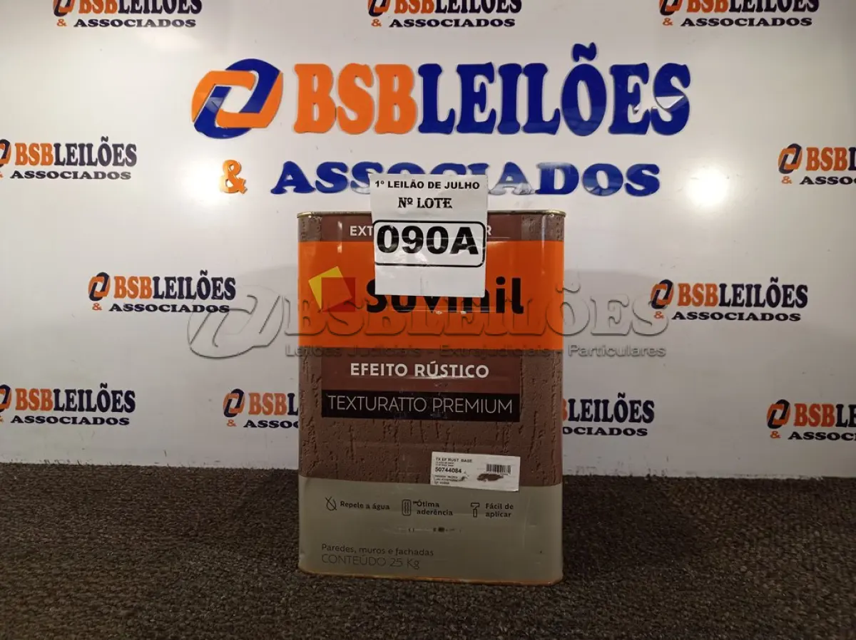 LOTE 090 - 01 LATA DE TINTA TEXTURATTO PREMIUM EFEITO RÚSTICO EXTERIOR/INTERIOR SUVINIL 25KG. (NO ESTADO) ATENÇÃO! FAZER A VISITAÇÃO ANTES DE ARREMATAR, NÃO SABEMOS SE FUNCIONA. LEILÃO NÃO TEM GARANTIA E NEM DEVOLUÇÃO, SUJEITO A POSSÍVEIS AVARIAS VISÍVEIS/OCULTAS E/OU AUSÊNCIA DE COMPONENTES.