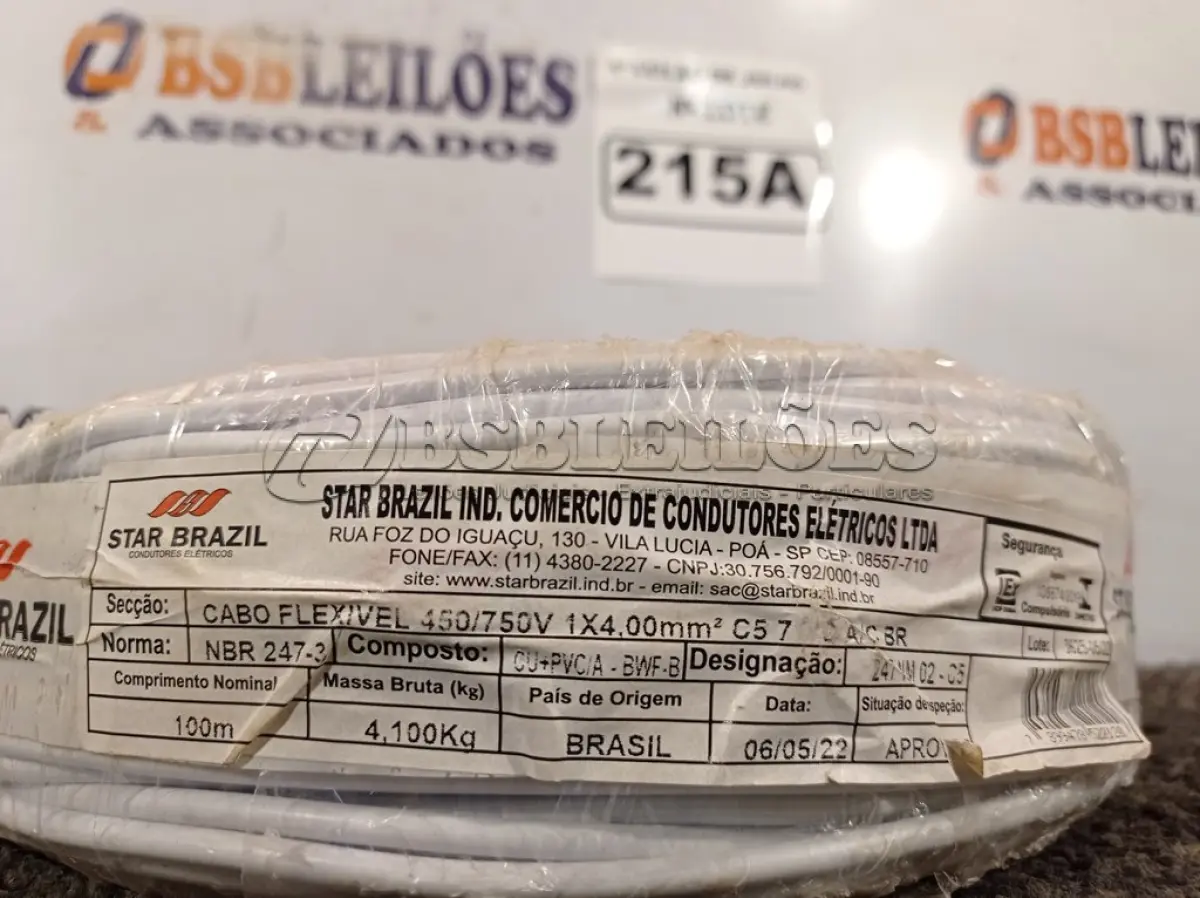 LOTE 215 - 01 ROLO CABO FLEXÍVEL 1×4MM NA COR BRANCA. (NO ESTADO) ATENÇÃO! FAZER A VISITAÇÃO ANTES DE ARREMATAR, NÃO SABEMOS SE FUNCIONA. LEILÃO NÃO TEM GARANTIA E NEM DEVOLUÇÃO, SUJEITO A POSSÍVEIS AVARIAS VISÍVEIS/OCULTAS E/OU AUSÊNCIA DE COMPONENTES.