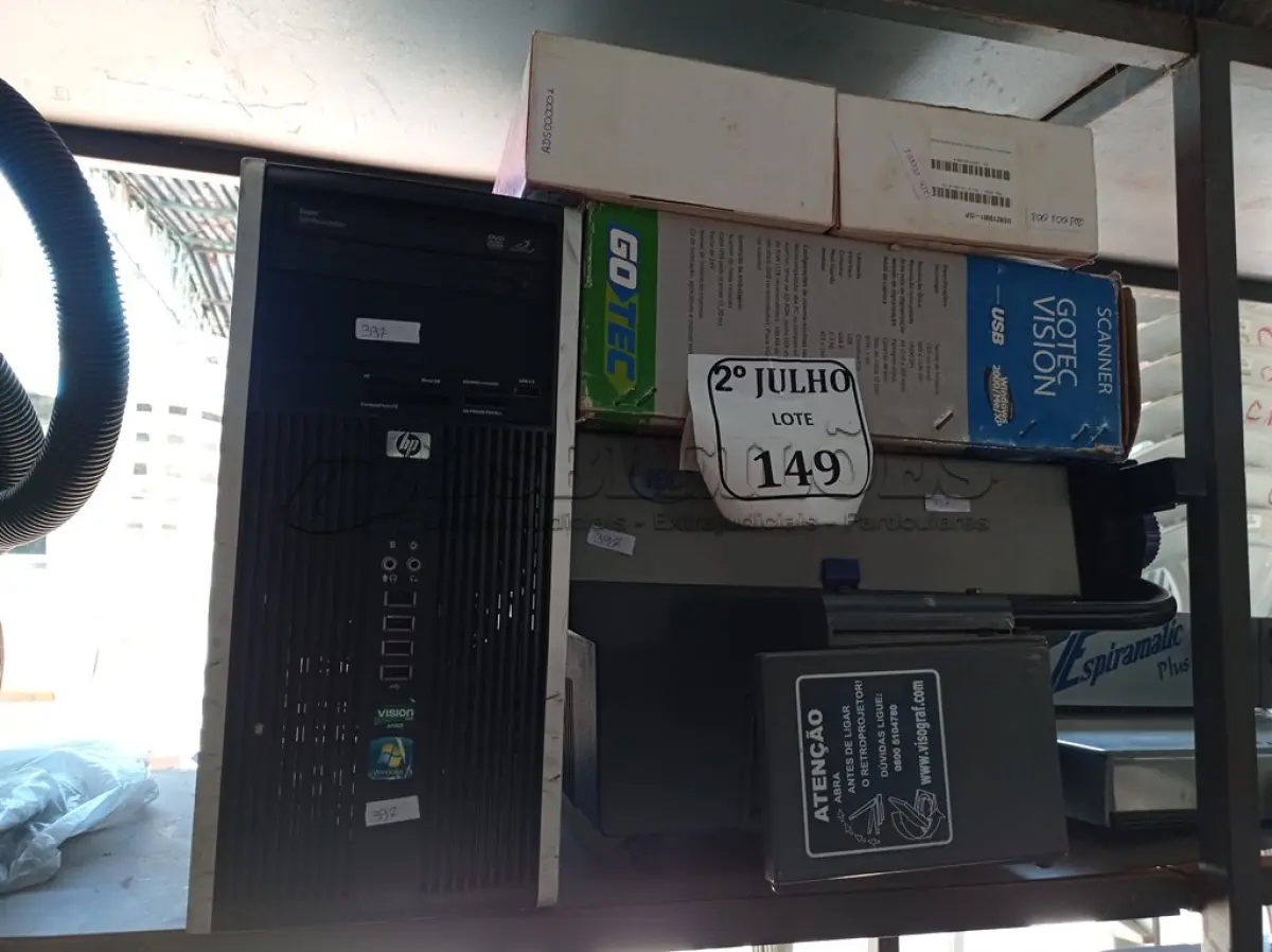 LOTE 149 - 01 CPU ,01 RETROPROJETOR ,02 MODENS E 01 SCANER (NO ESTADO) ATENÇÃO! FAZER A VISITAÇÃO ANTES DE ARREMATAR, NÃO SABEMOS SE FUNCIONA. LEILÃO NÃO TEM GARANTIA E NEM DEVOLUÇÃO, SUJEITO A POSSÍVEIS AVARIAS VISÍVEIS/OCULTAS E/OU AUSÊNCIA DE COMPONENTES.