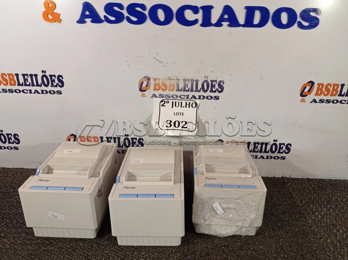 LOTE 302 - 03 IMPRESSORAS NÃO FISCAIS (NO ESTADO) ATENÇÃO! FAZER A VISITAÇÃO ANTES DE ARREMATAR, NÃO SABEMOS SE FUNCIONA. LEILÃO NÃO TEM GARANTIA E NEM DEVOLUÇÃO, SUJEITO A POSSÍVEIS AVARIAS VISÍVEIS/OCULTAS E/OU AUSÊNCIA DE COMPONENTES.