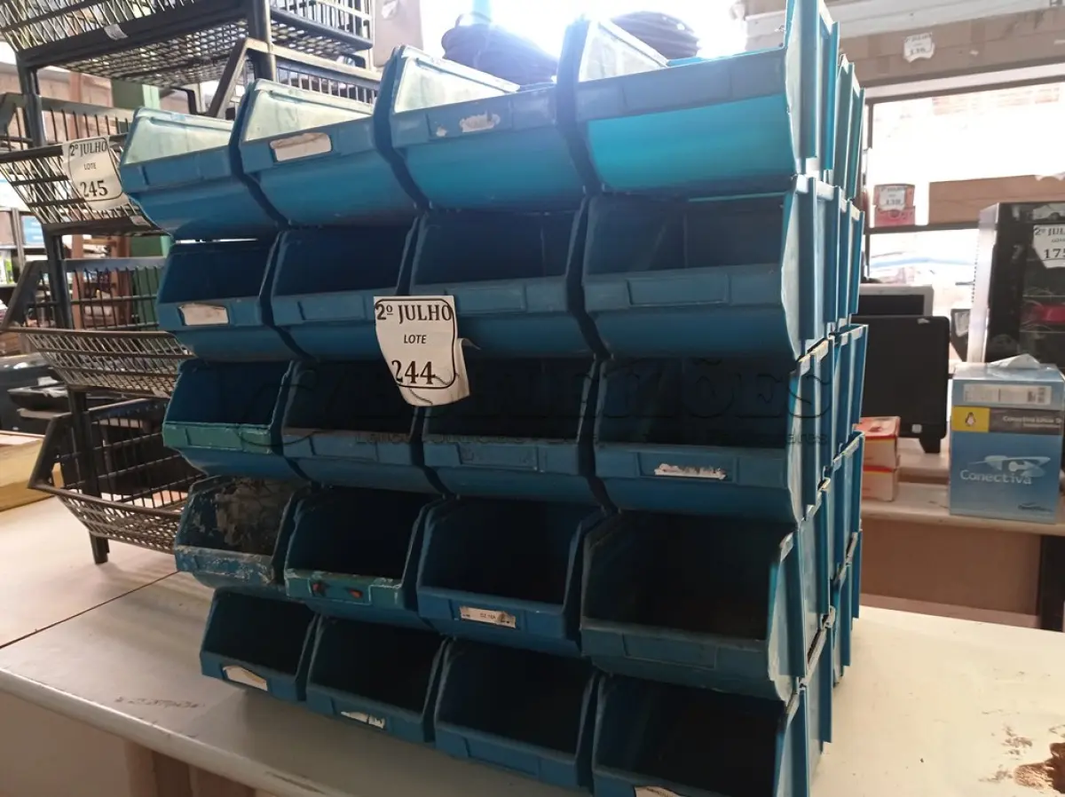 LOTE 244 - CAIXAS ORGANIZADORAS (NO ESTADO) ATENÇÃO! FAZER A VISITAÇÃO ANTES DE ARREMATAR, NÃO SABEMOS SE FUNCIONA. LEILÃO NÃO TEM GARANTIA E NEM DEVOLUÇÃO, SUJEITO A POSSÍVEIS AVARIAS VISÍVEIS/OCULTAS E/OU AUSÊNCIA DE COMPONENTES.