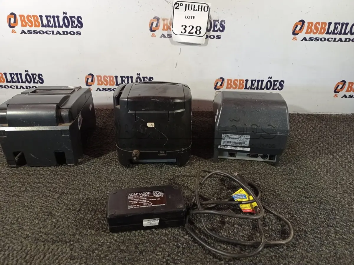 LOTE 328 - 03 IMPRESSORAS NÃO FISCAIS (NO ESTADO) ATENÇÃO! FAZER A VISITAÇÃO ANTES DE ARREMATAR, NÃO SABEMOS SE FUNCIONA. LEILÃO NÃO TEM GARANTIA E NEM DEVOLUÇÃO, SUJEITO A POSSÍVEIS AVARIAS VISÍVEIS/OCULTAS E/OU AUSÊNCIA DE COMPONENTES.