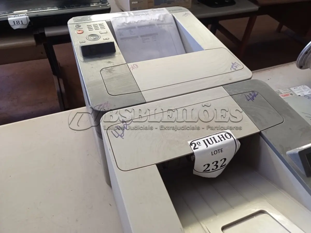 LOTE 232 -  02 IMPRESSORAS SANSUNG ML451 (NO ESTADO) ATENÇÃO! FAZER A VISITAÇÃO ANTES DE ARREMATAR, NÃO SABEMOS SE FUNCIONA. LEILÃO NÃO TEM GARANTIA E NEM DEVOLUÇÃO, SUJEITO A POSSÍVEIS AVARIAS VISÍVEIS/OCULTAS E/OU AUSÊNCIA DE COMPONENTES.