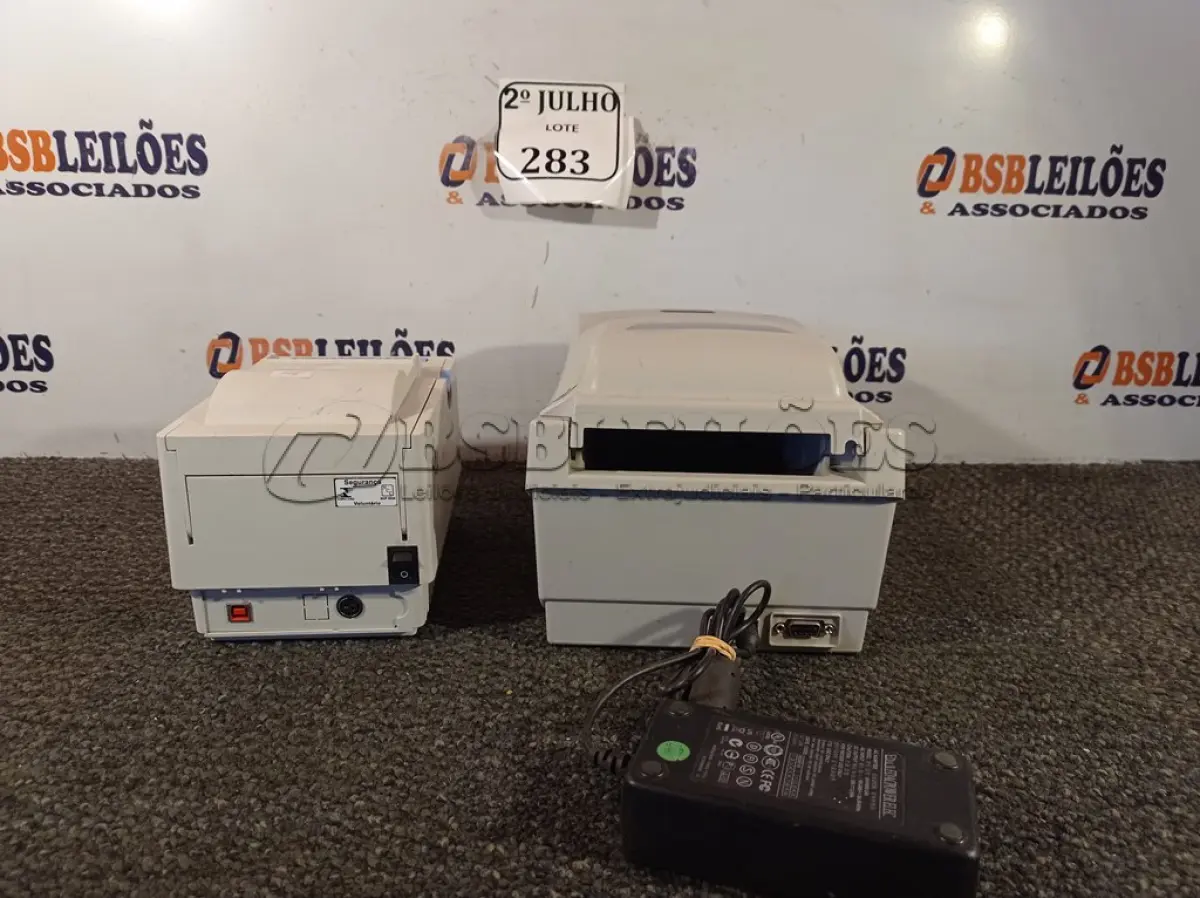 LOTE 283 - 01 IMPRESSORA PARA ETIQUETAS E 01 IMPRESSORA NÃO FISCAL TÉRMICA (NO ESTADO) ATENÇÃO! FAZER A VISITAÇÃO ANTES DE ARREMATAR, NÃO SABEMOS SE FUNCIONA. LEILÃO NÃO TEM GARANTIA E NEM DEVOLUÇÃO, SUJEITO A POSSÍVEIS AVARIAS VISÍVEIS/OCULTAS E/OU AUSÊNCIA DE COMPONENTES.