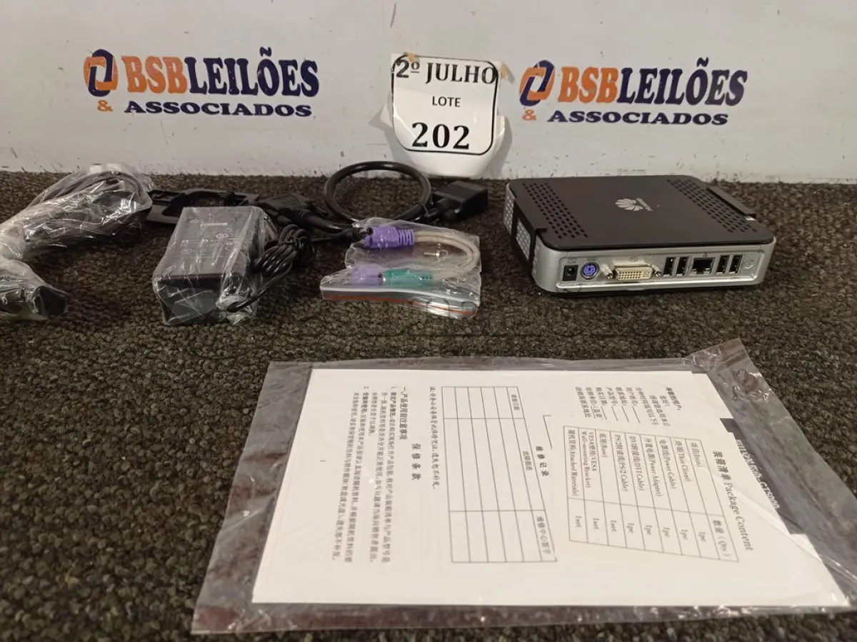 LOTE 202 - 01 MINI PC COM FONTE HUAWEI (NO ESTADO) ATENÇÃO! FAZER A VISITAÇÃO ANTES DE ARREMATAR, NÃO SABEMOS SE FUNCIONA. LEILÃO NÃO TEM GARANTIA E NEM DEVOLUÇÃO, SUJEITO A POSSÍVEIS AVARIAS VISÍVEIS/OCULTAS E/OU AUSÊNCIA DE COMPONENTES.
