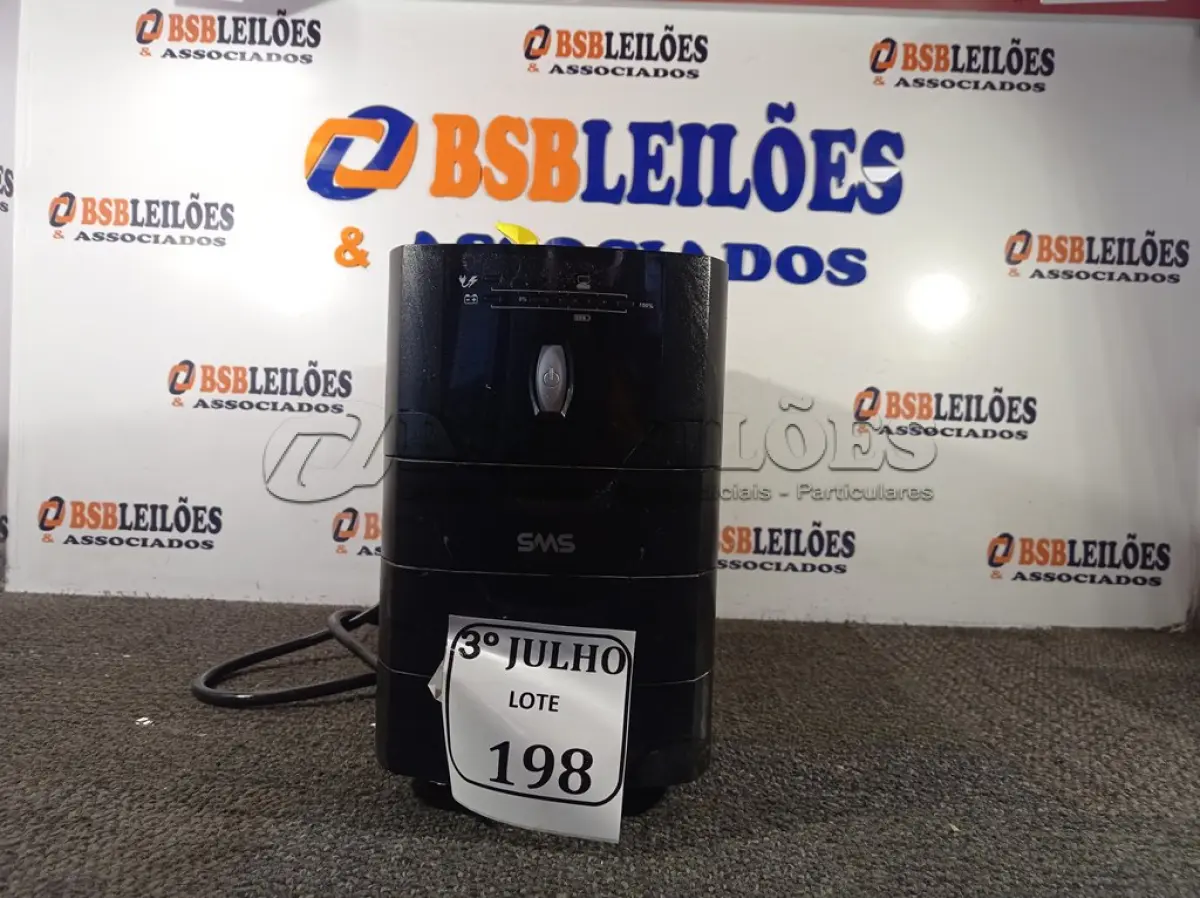 LOTE 198 - 01 NOBREAK MARCA SMS 3000VA.  (NO ESTADO) ATENÇÃO! FAZER A VISITAÇÃO ANTES DE ARREMATAR, NÃO SABEMOS SE FUNCIONA. LEILÃO NÃO TEM GARANTIA E NEM DEVOLUÇÃO, SUJEITO A POSSÍVEIS AVARIAS VISÍVEIS/OCULTAS E/OU AUSÊNCIA DE COMPONENTES.