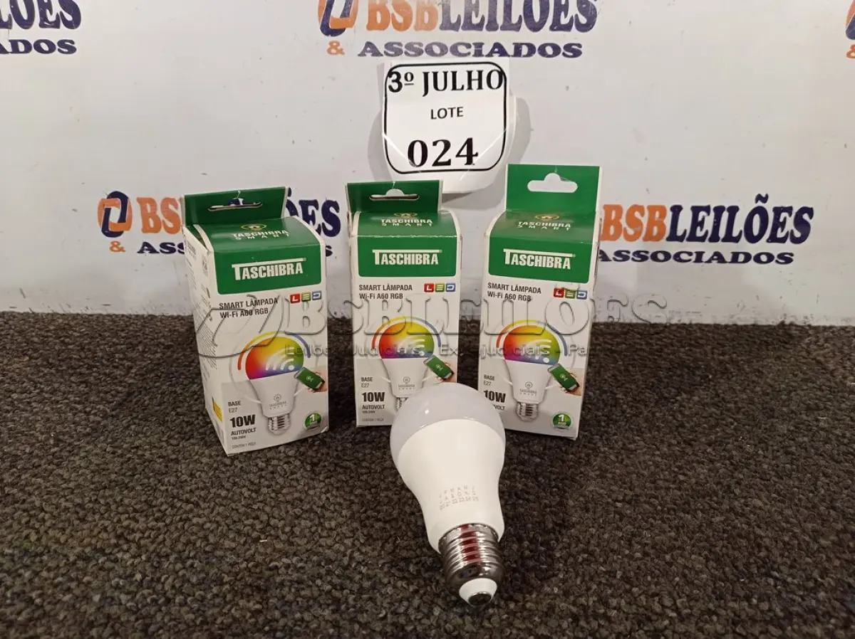 LOTE 024 - 03 LÂMPADAS SSMART WI-FI LED 10W A60 RGB - TASHIBRA NOVO. (NO ESTADO)