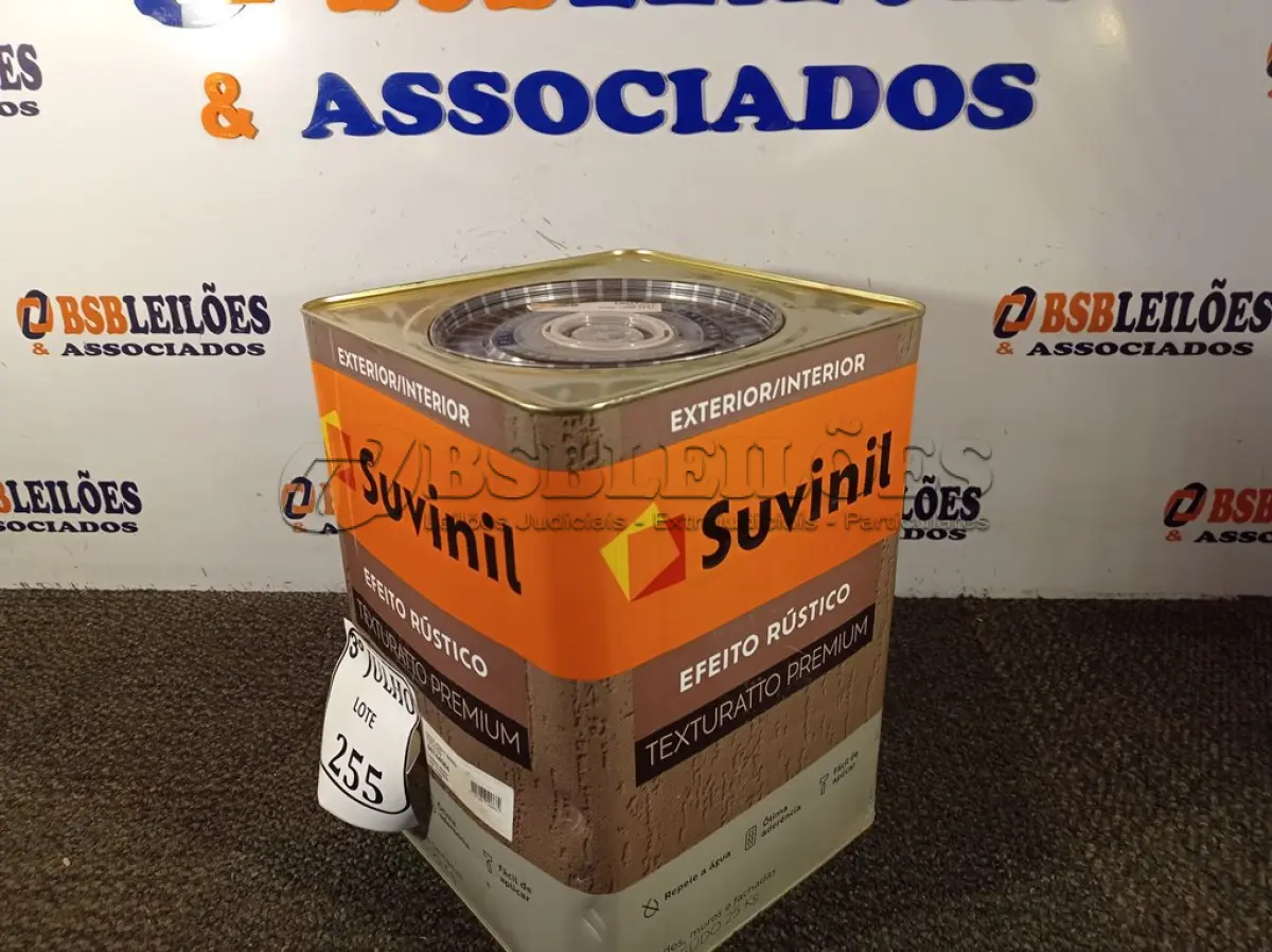 LOTE 255 - 01 LATA DE TINTA TEXTURATTO PREMIUM EFEITO RÚSTICO EXTERIOR/INTERIOR SUVINIL 25KG. (NO ESTADO) ATENÇÃO! FAZER A VISITAÇÃO ANTES DE ARREMATAR, NÃO SABEMOS SE FUNCIONA. LEILÃO NÃO TEM GARANTIA E NEM DEVOLUÇÃO, SUJEITO A POSSÍVEIS AVARIAS VISÍVEIS/OCULTAS E/OU AUSÊNCIA DE COMPONENTES.