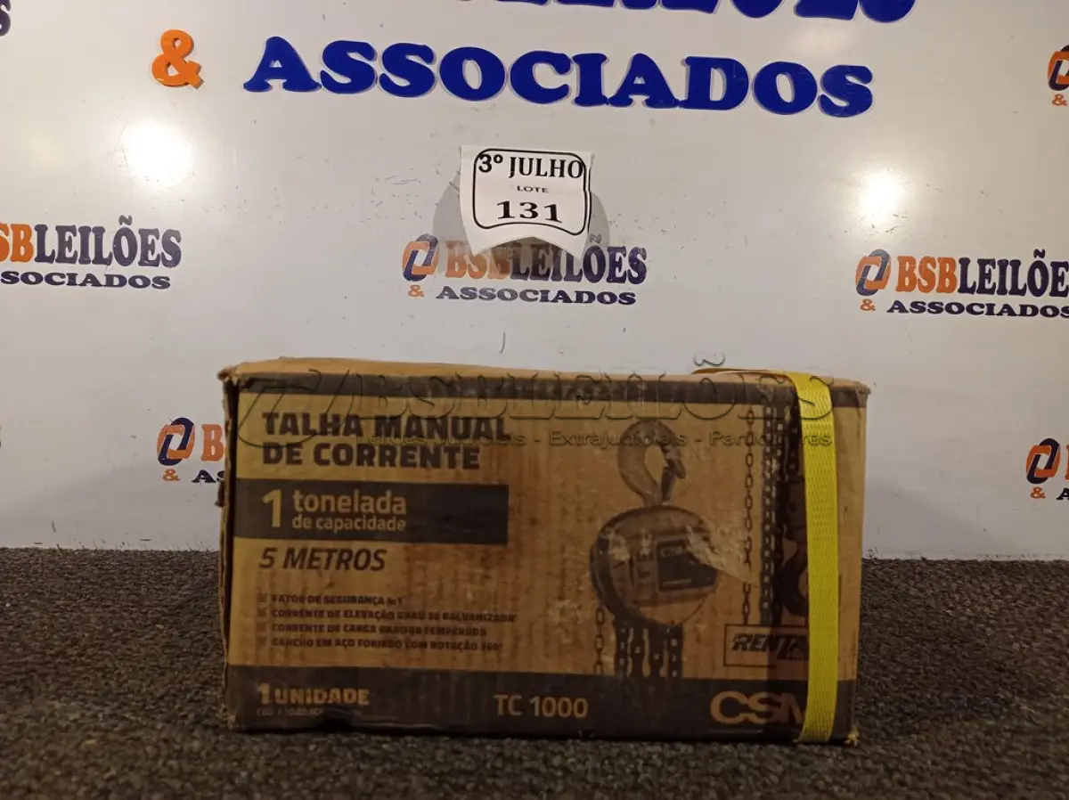 LOTE 131 - 01 TALHA MANUAL DE CORRENTE 1 TONELADA NOVO. (NO ESTADO)