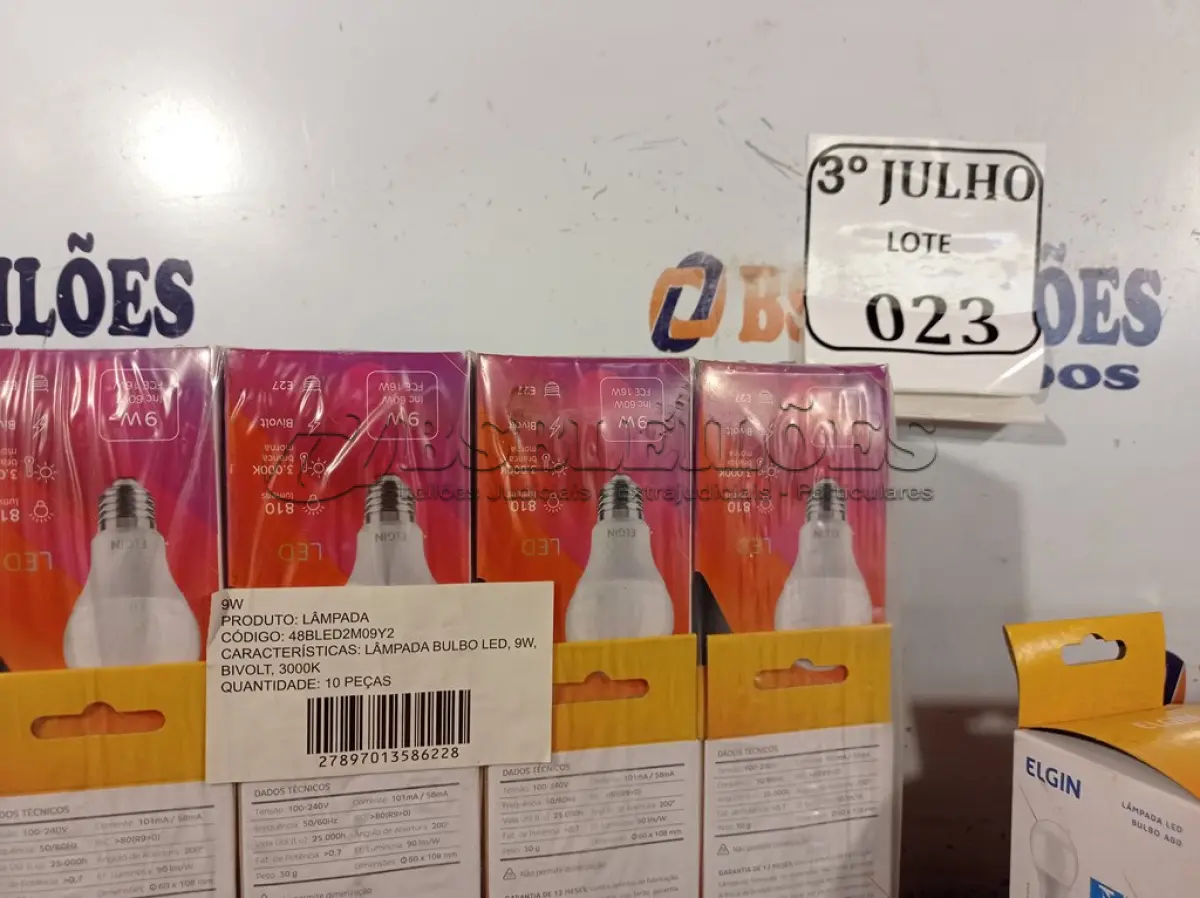 LOTE 023 - 20 LÂMPADAS BULBO LED A60 9W BIVOLT 3000K – ELGIN NOVO