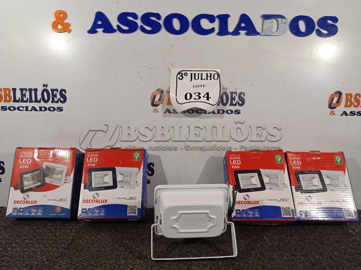 LOTE 034 - 05 REFLETORES DECORLED SUPERLED 220V 10W LUZ BRANCA – DECORLUX NOVO. (NO ESTADO) 