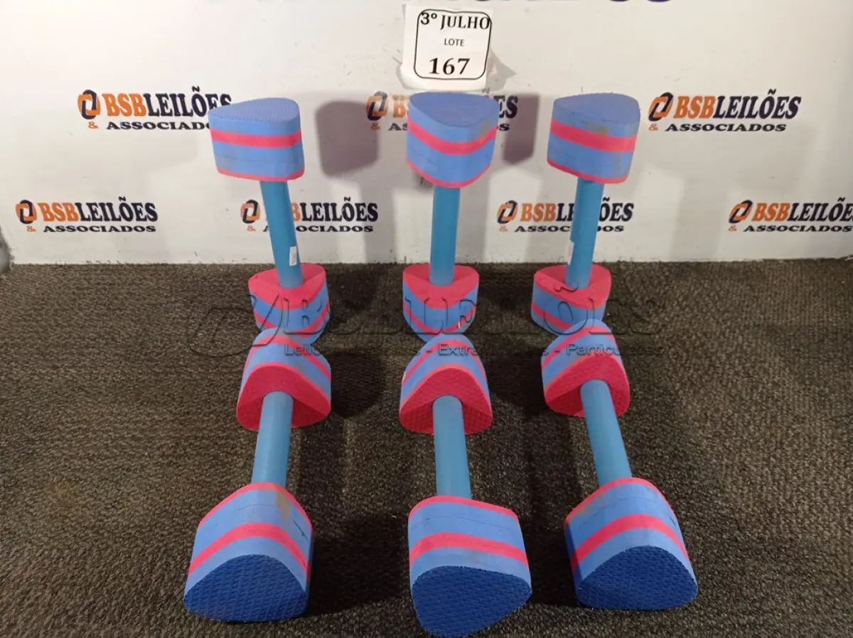 LOTE 167 - 02 LOTES DE 3 PARES DE HALTERES DE 1KG A 2KG AZUL/ROSA. (NO ESTADO) ATENÇÃO! FAZER A VISITAÇÃO ANTES DE ARREMATAR, NÃO SABEMOS SE FUNCIONA. LEILÃO NÃO TEM GARANTIA E NEM DEVOLUÇÃO, SUJEITO A POSSÍVEIS AVARIAS VISÍVEIS/OCULTAS E/OU AUSÊNCIA DE COMPONENTES.