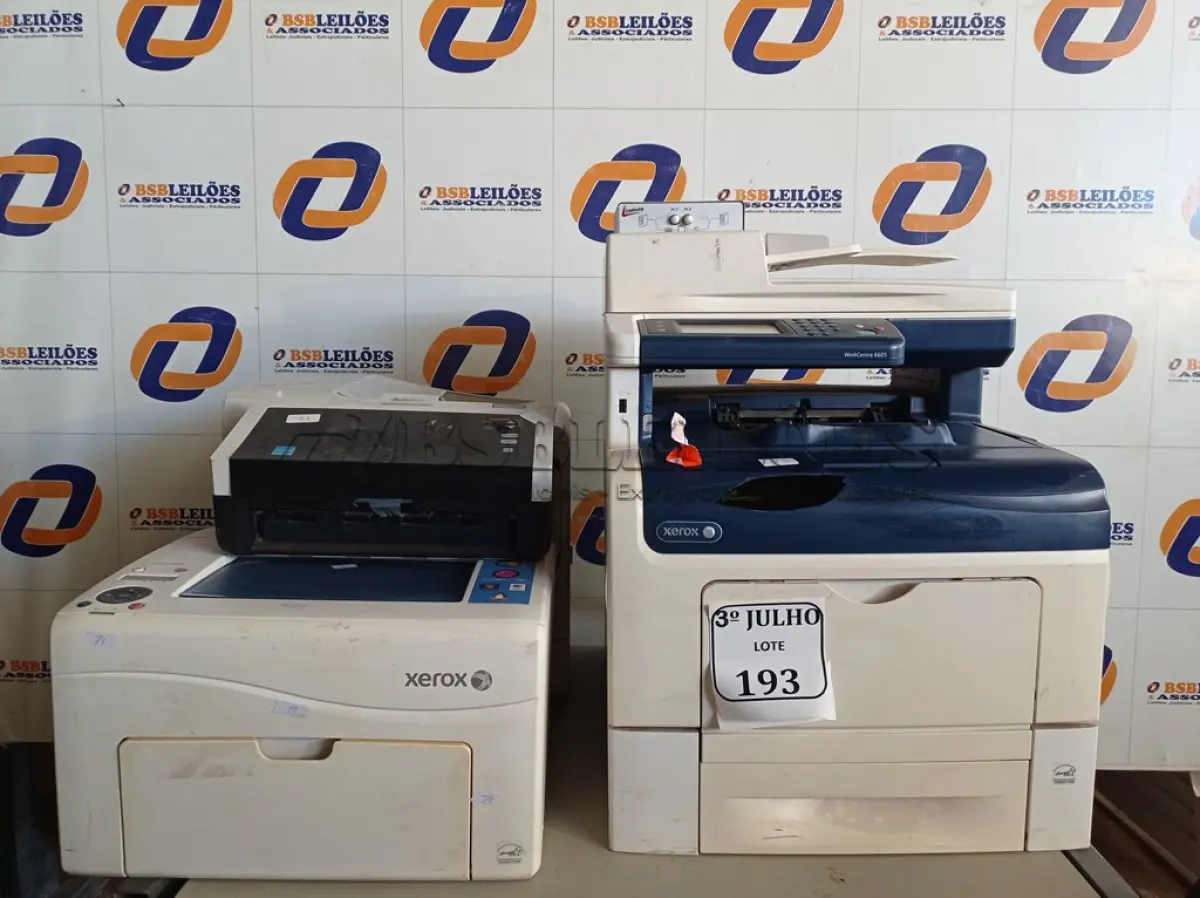 LOTE 193 - 02 IMPRESSORAS MULTIFUNCIONAL, SENDO 01MARCA SAMSUNG SCX729FD COM AVARIAS E 01 IMPRESSORA MODELO PHASER 6010 MARCA XEROX, 01 SCANNER AVISION AD250.  (NO ESTADO) ATENÇÃO! FAZER A VISITAÇÃO ANTES DE ARREMATAR, NÃO SABEMOS SE FUNCIONA. LEILÃO NÃO TEM GARANTIA E NEM DEVOLUÇÃO, SUJEITO A POSSÍVEIS AVARIAS VISÍVEIS/OCULTAS E/OU AUSÊNCIA DE COMPONENTES.