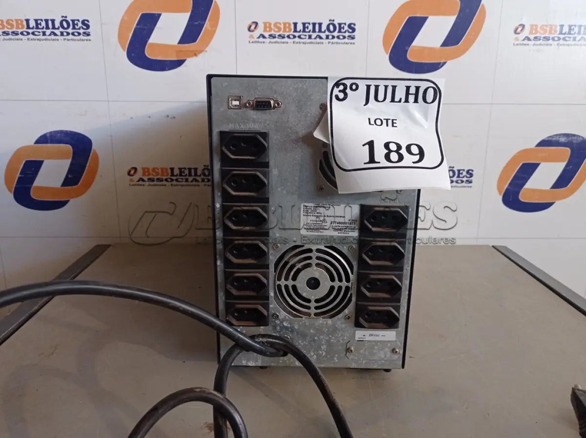 LOTE 189 - 01 NOBREAK 2200VA MARCA SMS. (NO ESTADO) ATENÇÃO! FAZER A VISITAÇÃO ANTES DE ARREMATAR, NÃO SABEMOS SE FUNCIONA. LEILÃO NÃO TEM GARANTIA E NEM DEVOLUÇÃO, SUJEITO A POSSÍVEIS AVARIAS VISÍVEIS/OCULTAS E/OU AUSÊNCIA DE COMPONENTES.