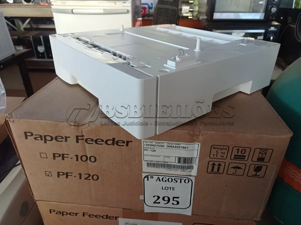 LOTE 295 - 03 GAVETAS PARA IMPRESSORA KYOCERA PF 120 (NOVO). (NO ESTADO) ATENÇÃO! FAZER A VISITAÇÃO ANTES DE ARREMATAR, NÃO SABEMOS SE FUNCIONA. LEILÃO NÃO TEM GARANTIA E NEM DEVOLUÇÃO, SUJEITO A POSSÍVEIS AVARIAS VISÍVEIS/OCULTAS E/OU AUSÊNCIA DE COMPONENTES.