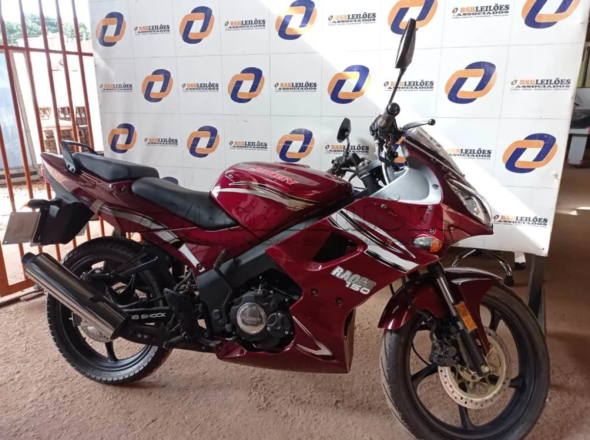 LOTE 338 - 01 MOTO JONNY RACER 150 CILINDRADAS, ANO 2012/2013, NOVA SEM USO KM 006 COR VERMELHA, PARTIDA ELÉTRICA, SEM DÉBITOS - IPVA 2024 POR CONTA DO ARREMATANTE JA COM PLACA MERCOSUL (NO ESTADO)