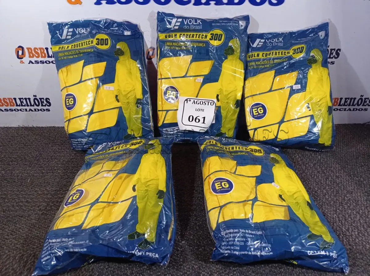 LOTE 061 - 05 MACACÕES DE SEGURANÇA VOLH GOVERTECH 300 TAMANHOS EG. (NO ESTADO) ATENÇÃO! FAZER A VISITAÇÃO ANTES DE ARREMATAR, NÃO SABEMOS SE FUNCIONA. LEILÃO NÃO TEM GARANTIA E NEM DEVOLUÇÃO, SUJEITO A POSSÍVEIS AVARIAS VISÍVEIS/OCULTAS E/OU AUSÊNCIA DE COMPONENTES.