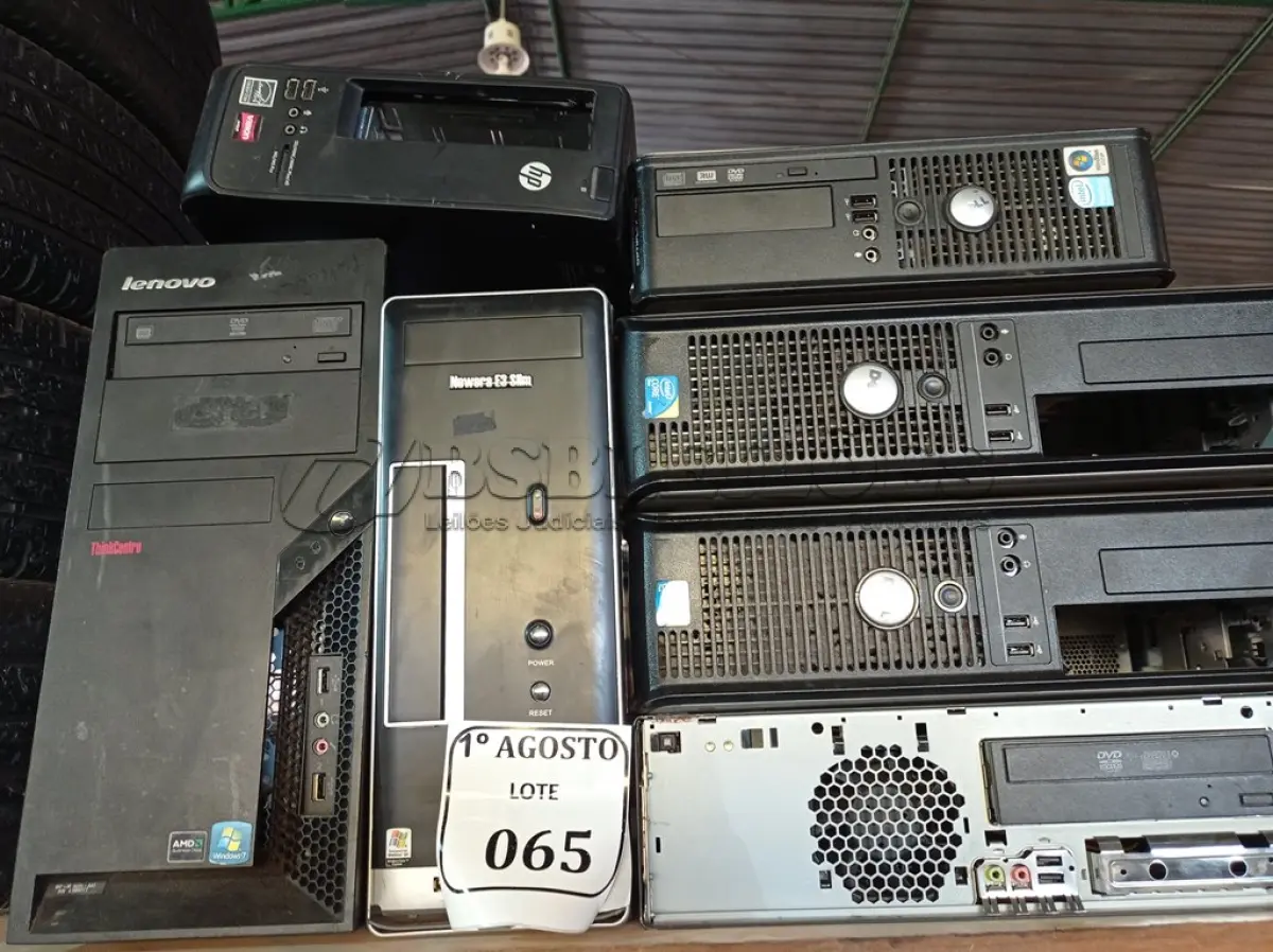 LOTE 065 -  07 CPUS DIVERSAS PARA RETIRADA DE PEÇAS. (NO ESTADO) ATENÇÃO! FAZER A VISITAÇÃO ANTES DE ARREMATAR, NÃO SABEMOS SE FUNCIONA. LEILÃO NÃO TEM GARANTIA E NEM DEVOLUÇÃO, SUJEITO A POSSÍVEIS AVARIAS VISÍVEIS/OCULTAS E/OU AUSÊNCIA DE COMPONENTES.