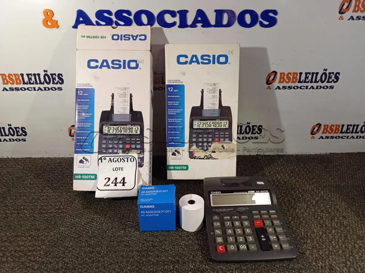 LOTE 244 - 02 CALCULADORAS COM IMPRESSORA HR-100TM-BK MARCAM CASSIO. (NO ESTADO) ATENÇÃO! FAZER A VISITAÇÃO ANTES DE ARREMATAR, NÃO SABEMOS SE FUNCIONA. LEILÃO NÃO TEM GARANTIA E NEM DEVOLUÇÃO, SUJEITO A POSSÍVEIS AVARIAS VISÍVEIS/OCULTAS E/OU AUSÊNCIA DE COMPONENTES.