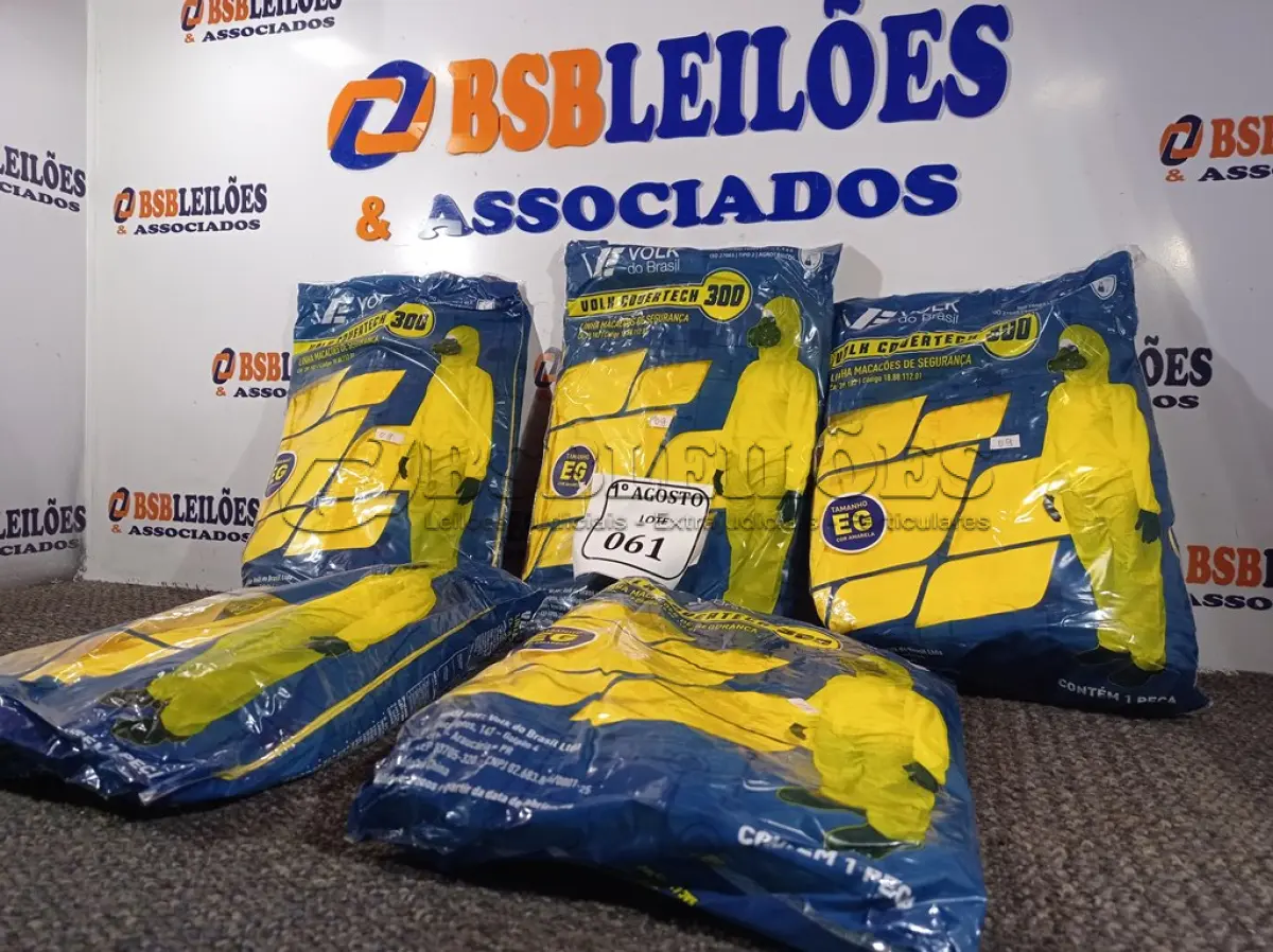 LOTE 061 - 05 MACACÕES DE SEGURANÇA VOLH GOVERTECH 300 TAMANHOS EG. (NO ESTADO) ATENÇÃO! FAZER A VISITAÇÃO ANTES DE ARREMATAR, NÃO SABEMOS SE FUNCIONA. LEILÃO NÃO TEM GARANTIA E NEM DEVOLUÇÃO, SUJEITO A POSSÍVEIS AVARIAS VISÍVEIS/OCULTAS E/OU AUSÊNCIA DE COMPONENTES.