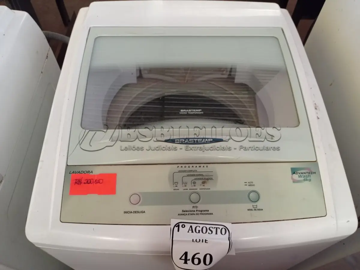 LOTE 460 - 01 MÁQUINA DE LAVAR ROUPAS BRASTEMP 6KG.  (NO ESTADO) ATENÇÃO! FAZER A VISITAÇÃO ANTES DE ARREMATAR, NÃO SABEMOS SE FUNCIONA. LEILÃO NÃO TEM GARANTIA E NEM DEVOLUÇÃO, SUJEITO A POSSÍVEIS AVARIAS VISÍVEIS/OCULTAS E/OU AUSÊNCIA DE COMPONENTES.