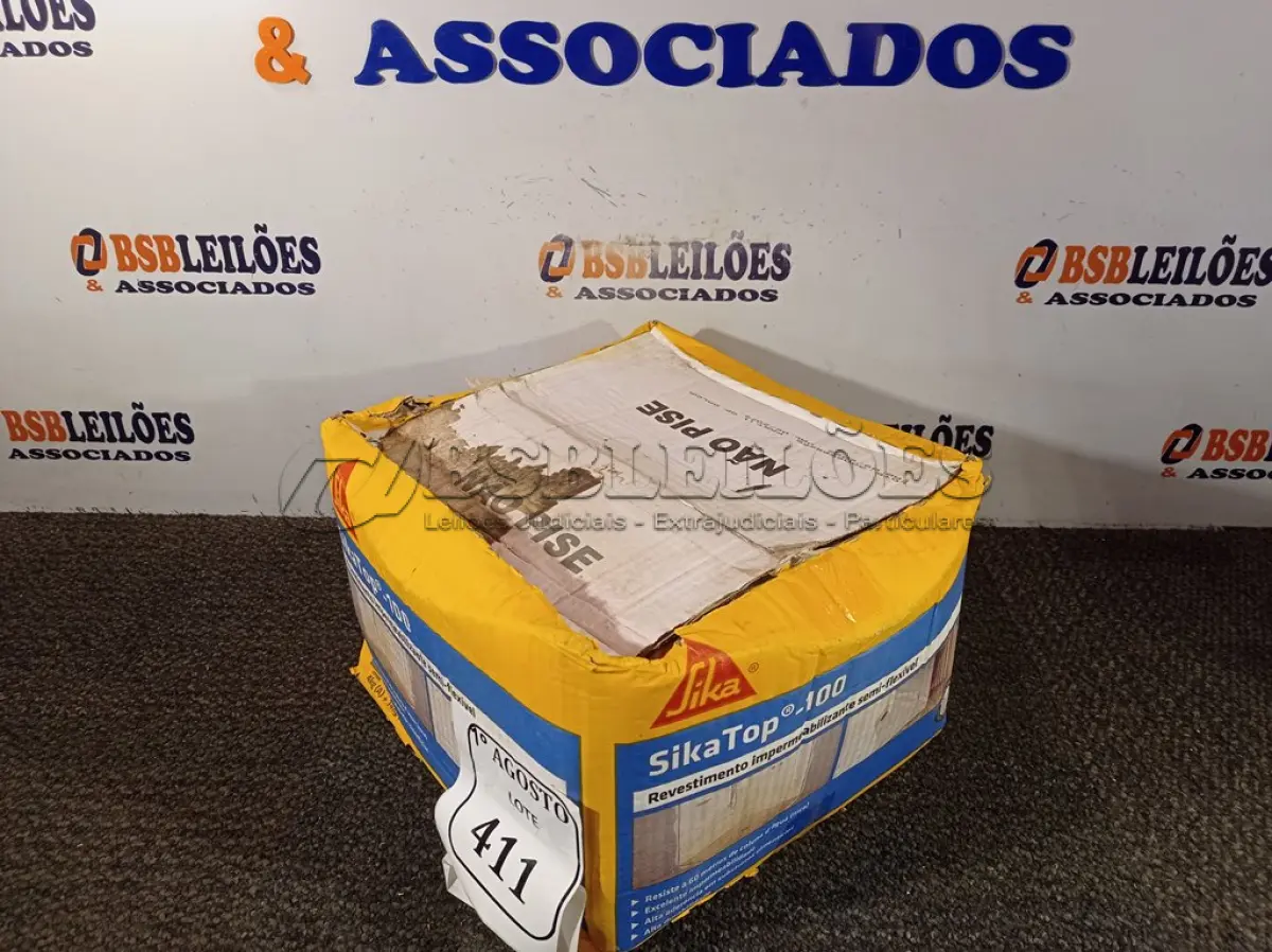 LOTE 411 - 01 CAIXA SIKA TOP 100 REVESTIMENTO IMPERMEABILIZANTE SEMI-FLEXIVEL 18KG. (NO ESTADO) ATENÇÃO! FAZER A VISITAÇÃO ANTES DE ARREMATAR, NÃO SABEMOS SE FUNCIONA. LEILÃO NÃO TEM GARANTIA E NEM DEVOLUÇÃO, SUJEITO A POSSÍVEIS AVARIAS VISÍVEIS/OCULTAS E/OU AUSÊNCIA DE COMPONENTES.